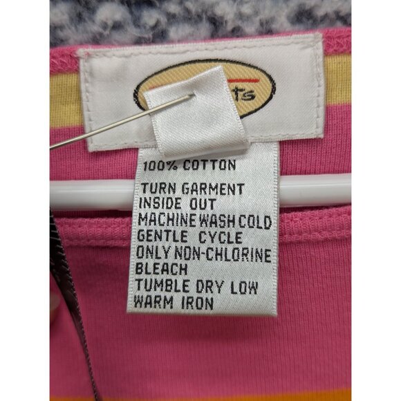 Y2K Talbots Colorblock Top Size M Striped Preppy Colorful 90s Beachy VTG Pink - Picture 10 of 10